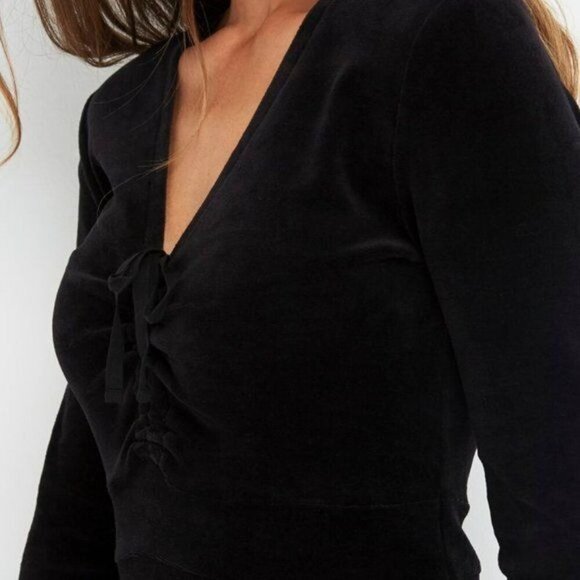 JUICY Couture Velvet A Line VNeck Black Mini Dress - Picture 5 of 5